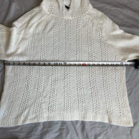 Ann Taylor Off White, Knit, Light Weight, Hooded Sweater- XL - Picture 6 of 7